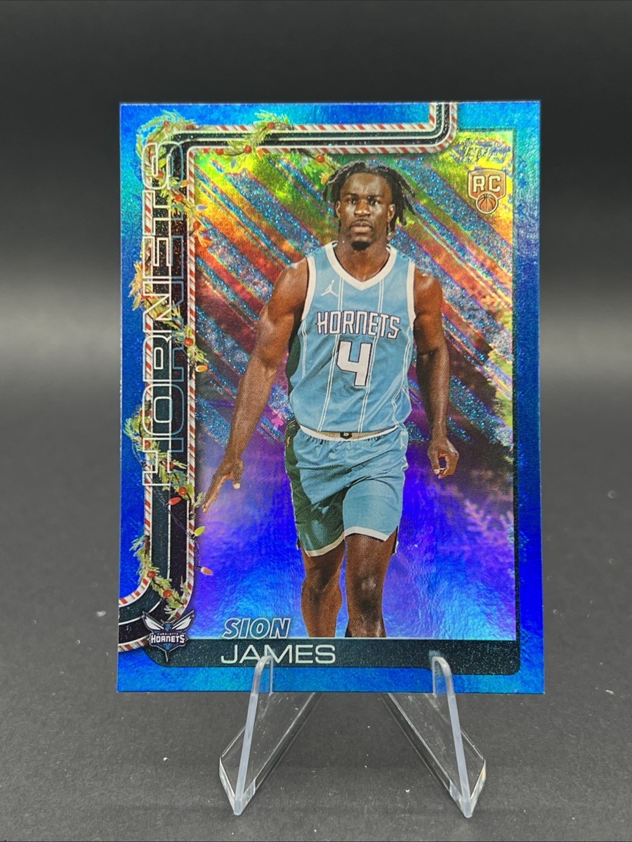 2025-26 Topps NBA Holiday Sion James Blue Metallic Glitter (RC
