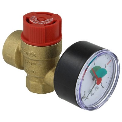 Oeg Sicherheitsventil für Heizung 1/2'' 3 bar mit Manometer