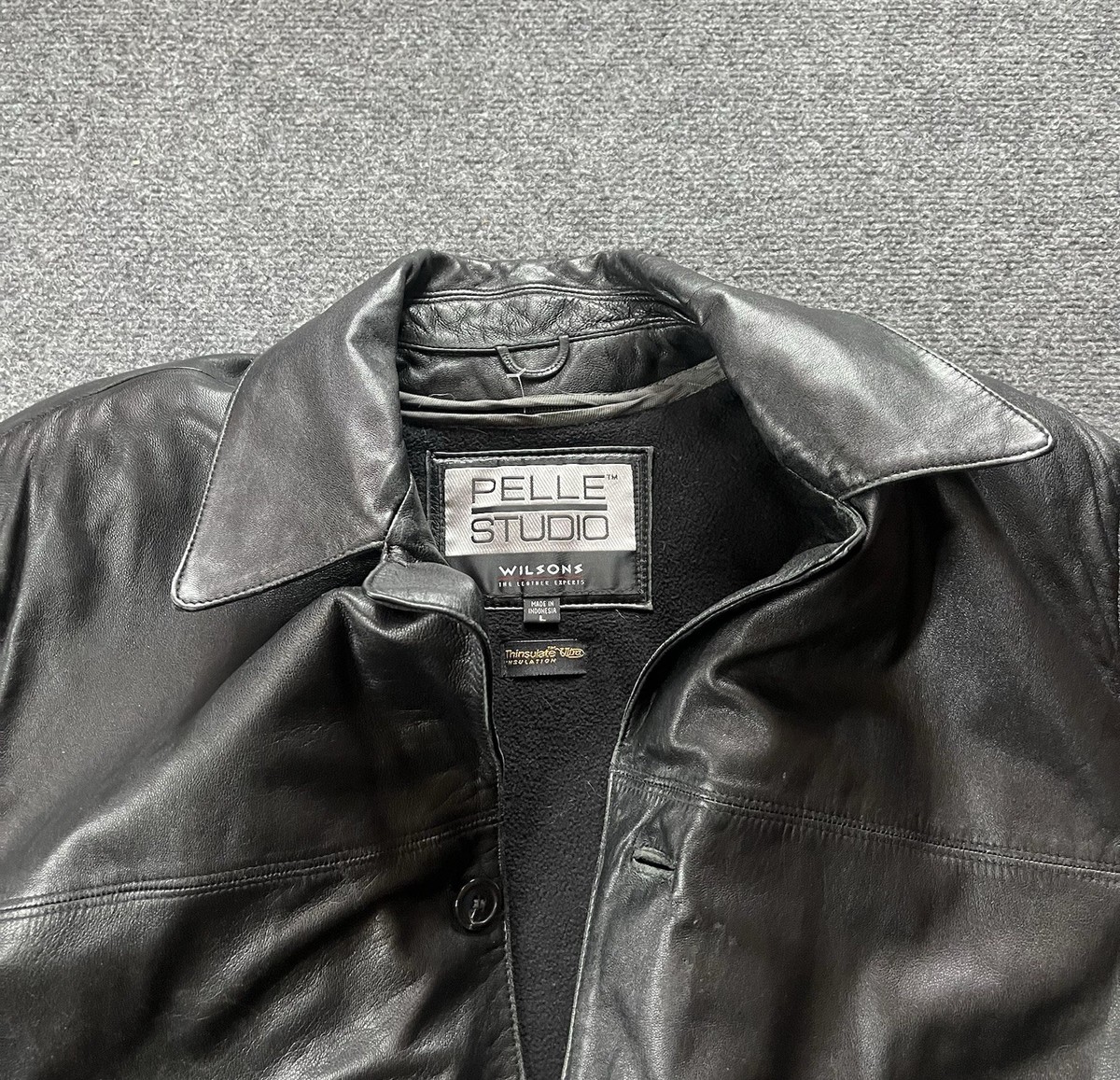 vintage wilsons leather jacket size large black pelle studio