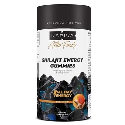 Kapiva Acti Foods Shilajit Energy Gummies Ginger Honey 60 Gummies