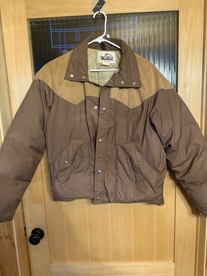 VNT  Woolrich Jacket Mens L Down Puffer Suede Yoke Trim Western Outdoor 70s
