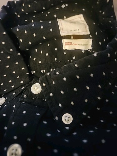Gap Men's Single Breasted Pocket Black White Dotted Button Down Xxxl Shirt - Picture 3 of 3