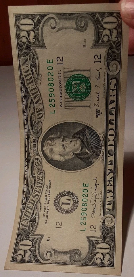 1988 L San Francisco 20 dollar bill average Circulated Authentic U.S. currency - Image 3 of 4