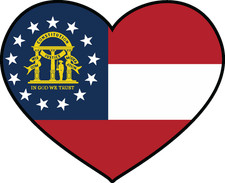 State of Georgia Flag Heart Sticker Decal USA Georgia State