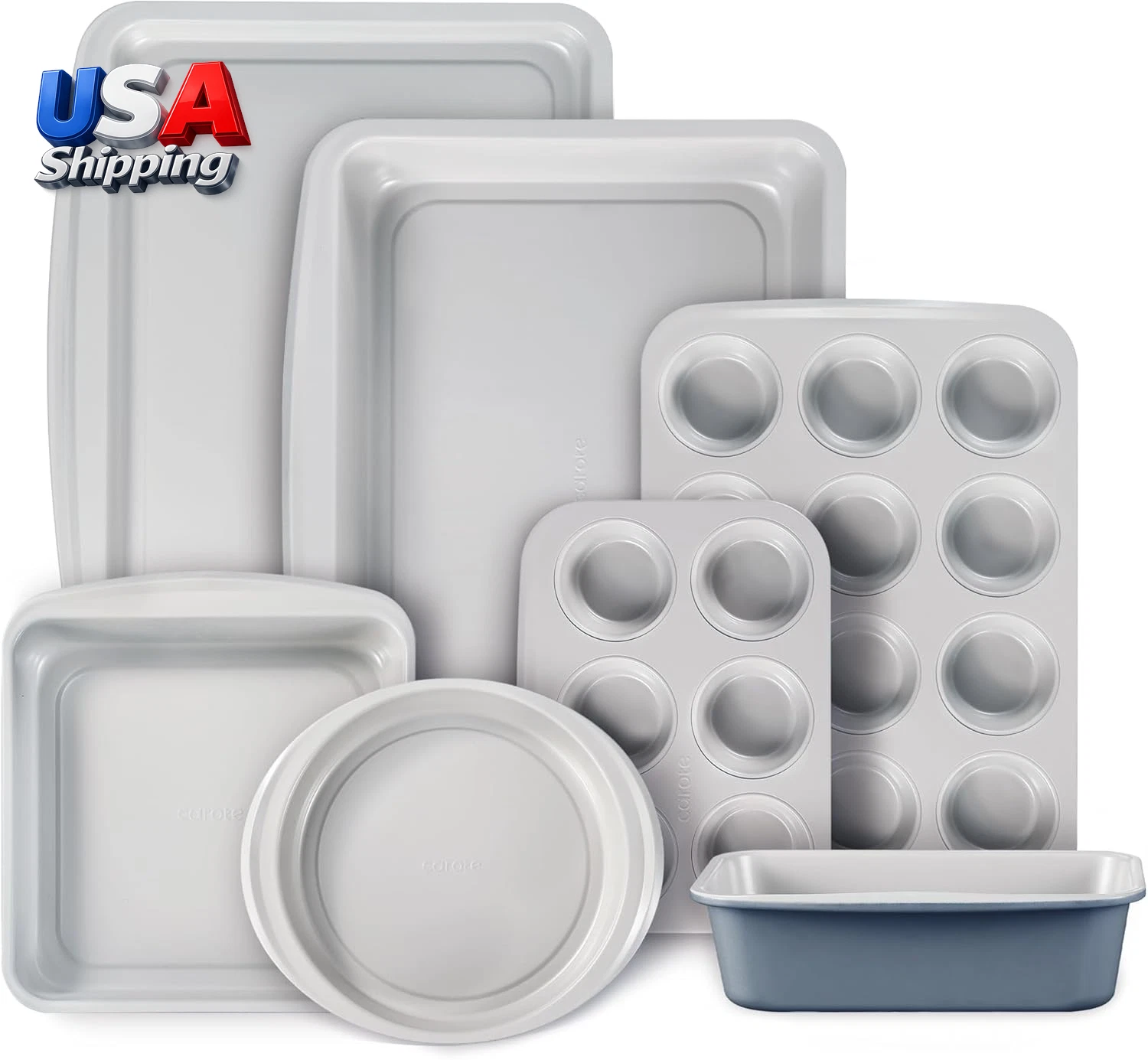 7-Piece Nonstick Stackable Baking Pans Set - Bakeware Sets Including Cookie Shee
