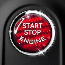 Car Push Start Button Cover Carbon Fiber Engine Push Start Stop But Color: Red
