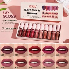 10 Pieces/Set Lip Gloss Velvet Lipstick: Waterproof and Long-Lasting Lip Gloss