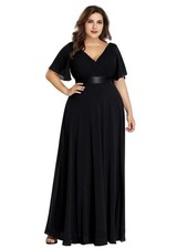 Elegant Black Chiffon Maxi Dress – Plus Size Evening / Bridesmaid Dress