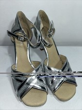 New Capezio Silver Ballroom Dance Heels Size 10.5 Leather Sole, Handmade