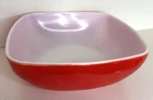 PYREX Rounded Corner Square Ovenware Bowl 525B Red White 2-1/2 Quart 9" VINTAGE