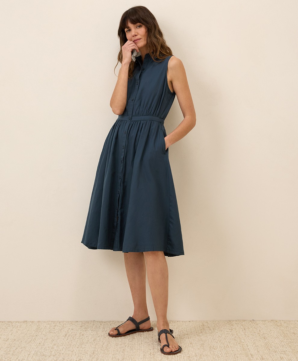Pact Dresses Skirts Women'S Sunset Lightweight Cotton Sleeveless Shirtdress X...