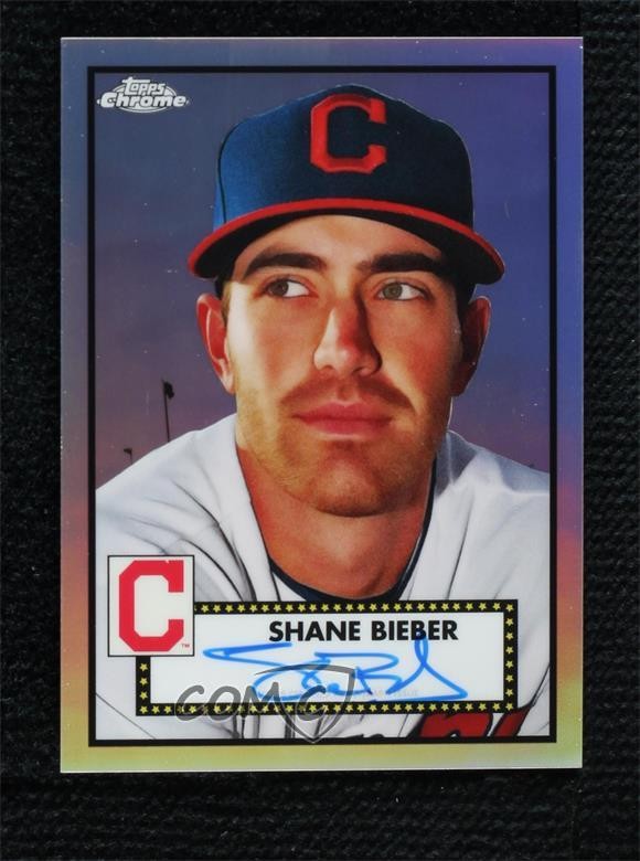 2021 Topps Chrome Platinum Anniversary Refractor 52/199 Shane Bieber Auto 13c1
