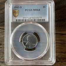 1943-S Steel Penny MS 64