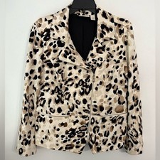 Chico's Black and Brown Blazer Animal Print Chico size 1 8-10 New without tags