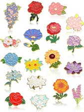 20 Pieces Flowers Enamel Pin Bulk for Backpac...