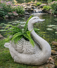 Large White Swan Planter MGO Resin Garden Ornament Outdoor Feature Pot