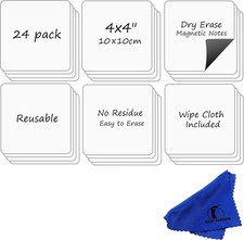 Dry Erase Magnets Set - 24 Pack - 4x4 in Whiteboard Magnetic in, White
