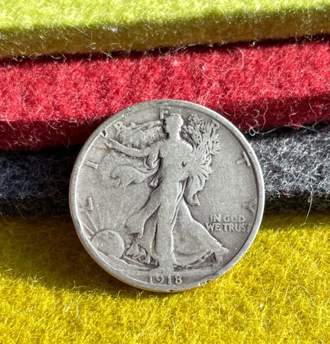 (#100699).  Walking Liberty Half Dollar: 1918 D      VG+   better date!
