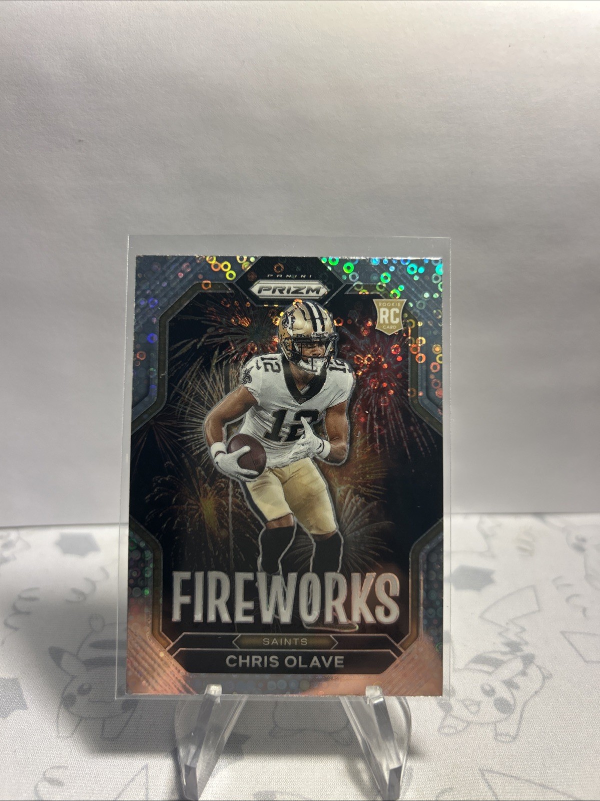 2022 Panini Prizm Fireworks Disco  No Huddle Prizm #F-14 Chris Olave RC Saints