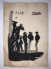 Pablo Picasso COA Art Painting Original Drawing Vintage Paper Signed