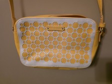Vera Bradley Laser-Cut Crossbody bag Yellow/White Geometric New With Tags