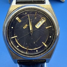 Men’s Vintage Seiko 5 Automatic Navy Blue Dial With Modded Driving Dial Offset