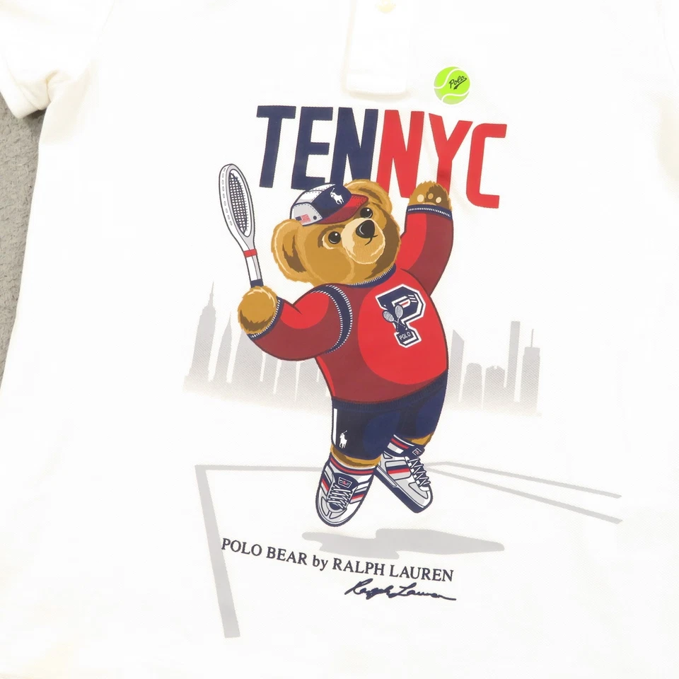 Polo Ralph Lauren 女式 XS Polo Bear 衬衫纽约网球图案皮克针织 — 第 2/4 张图片
