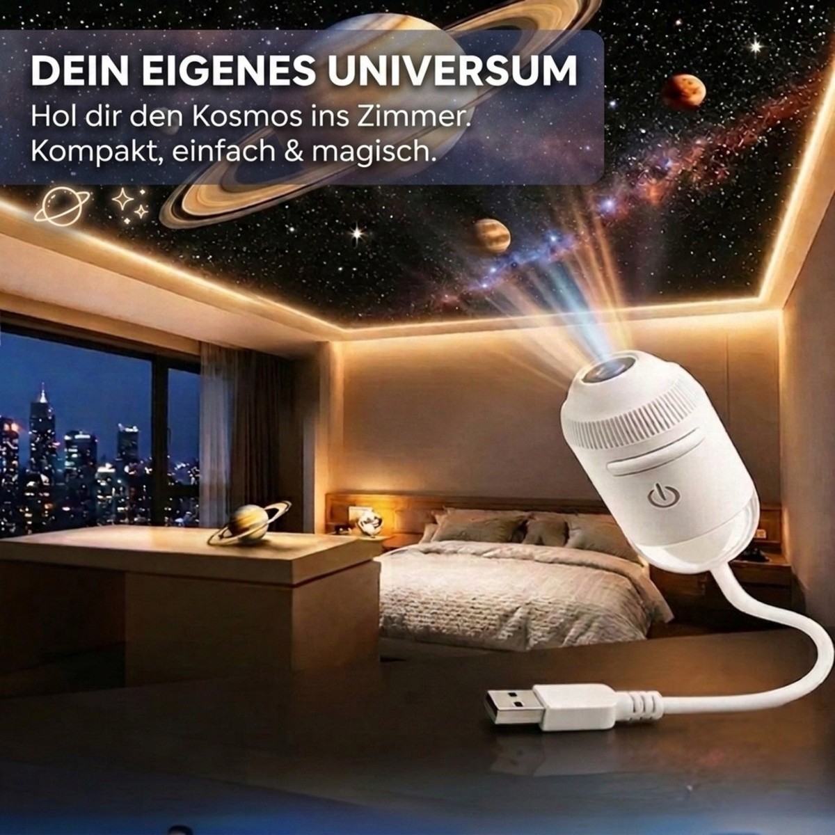Mini-Sternenhimmel-Projektor - USB - Sternenhimmel, Nachtlicht, Atmosphäre