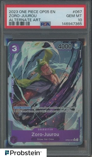 2023 One Piece OP05 EN #067 Zoro-Juurou Alternate Art PSA 10 GEM MINT