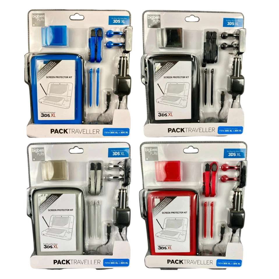 Pack 14 Accessoires pour Nintendo 3DS XL: Sacoche, film écran, allume-cigare, .. - Photo 1/1
