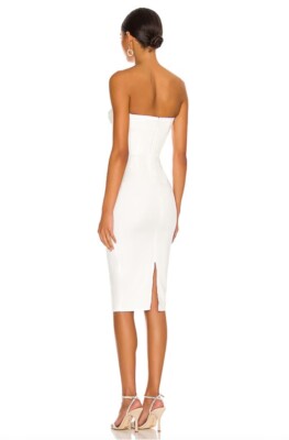 more to come sophia strapless midi dress MORE TO COME Sophia Strapless Midi Dress in White