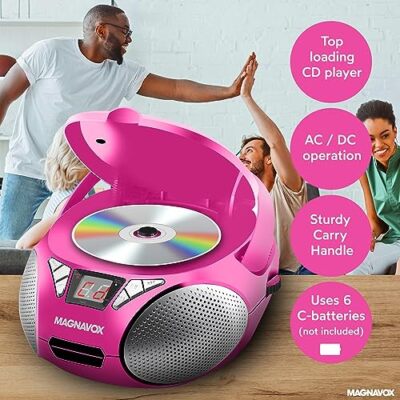 Md6924pk Portable Top Loading Cd Boombox With Am/fm Stereo