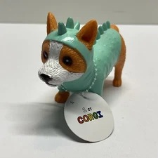 NEW Ankyo Toys Halloween Plastic Corgi Puppy Dog in Dinosaur Costume Cake Topper