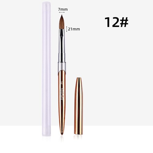 100% Pure Kolinsky Hair Acrylic Nail Brush Oval Crimped Shaped Metal Handle - Picture 12 of 33