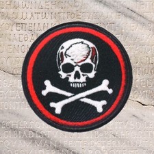 ROUND PIRATE PATCH JOLLY ROGER black Skull Crossbones iron SKELETON