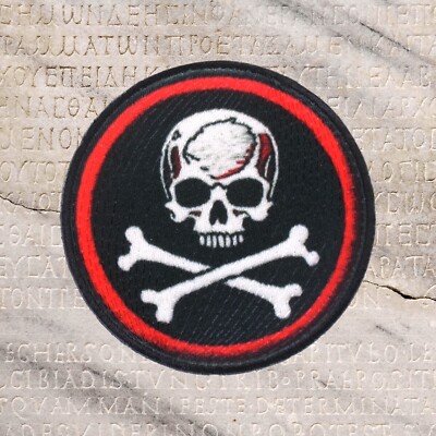 ROUND PIRATE PATCH JOLLY ROGER black Skull Crossbones iron SKELETON