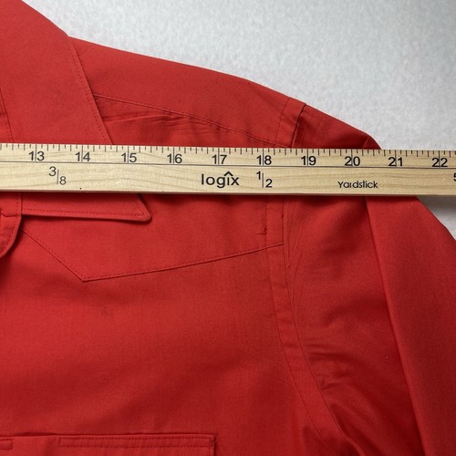 Wrangler Shirt Men 17x34 Red Cowboy Cut X Long Tail Pearl Snap Brushpopper VTG - Picture 6 of 17