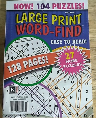 Kappa Large Print Word - Find Easy To Read 104 Puzzles! Volume 62 | eBay