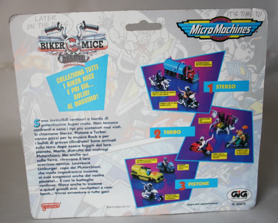 RARE VINTAGE 1994 MICRO MACHINES BIKER MICE FROM MARS PISTONE GALOOB NEW SEALED! - Image 2 of 4