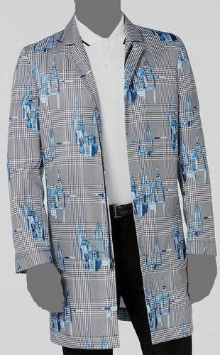 Full-Zip Jacket Houndstooth Trench Coat 
