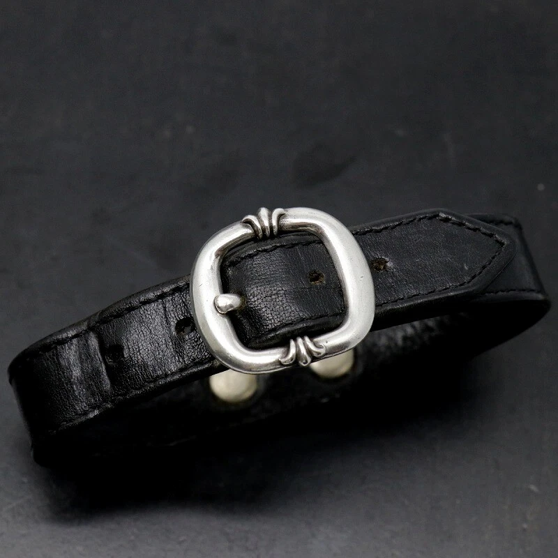 Chrome Hearts #25 Leather Bracelet Gunslinger Tiny Cross Size 11