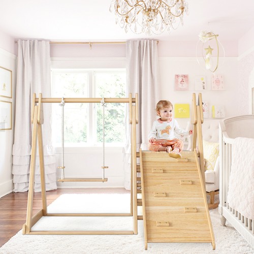 Kinderschaukel Schaukelgestell, Rutsche und Schaukel für Kinder, Holzspielzeug - Bild 16 von 18