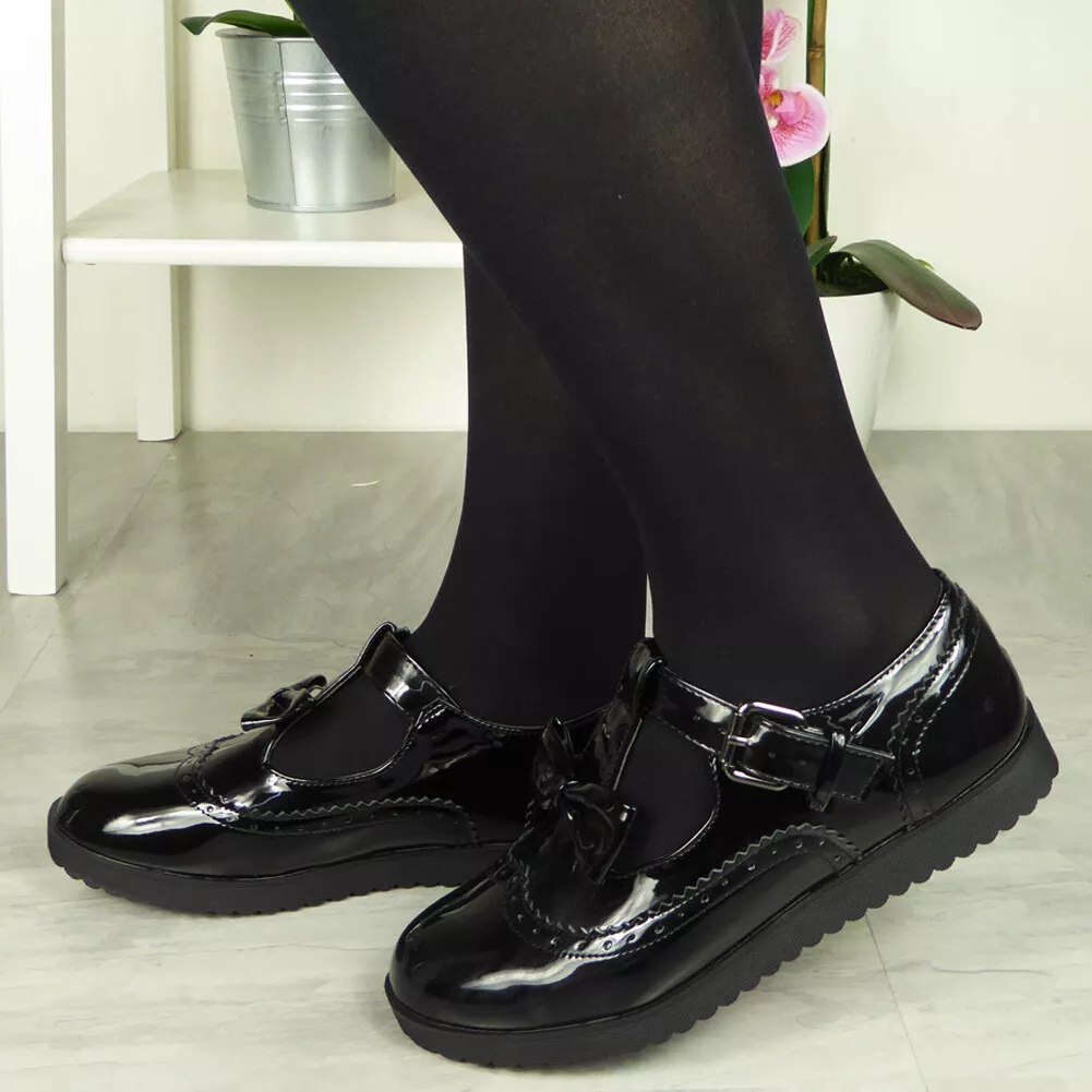 Ladies School Shoes Girls Comfy Womens Pumps Flat T Bar Buckle