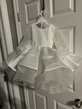 NEW Beaded Flower Girl Dress White Size 5Y Sequins Full TuTu Skirt Pageant