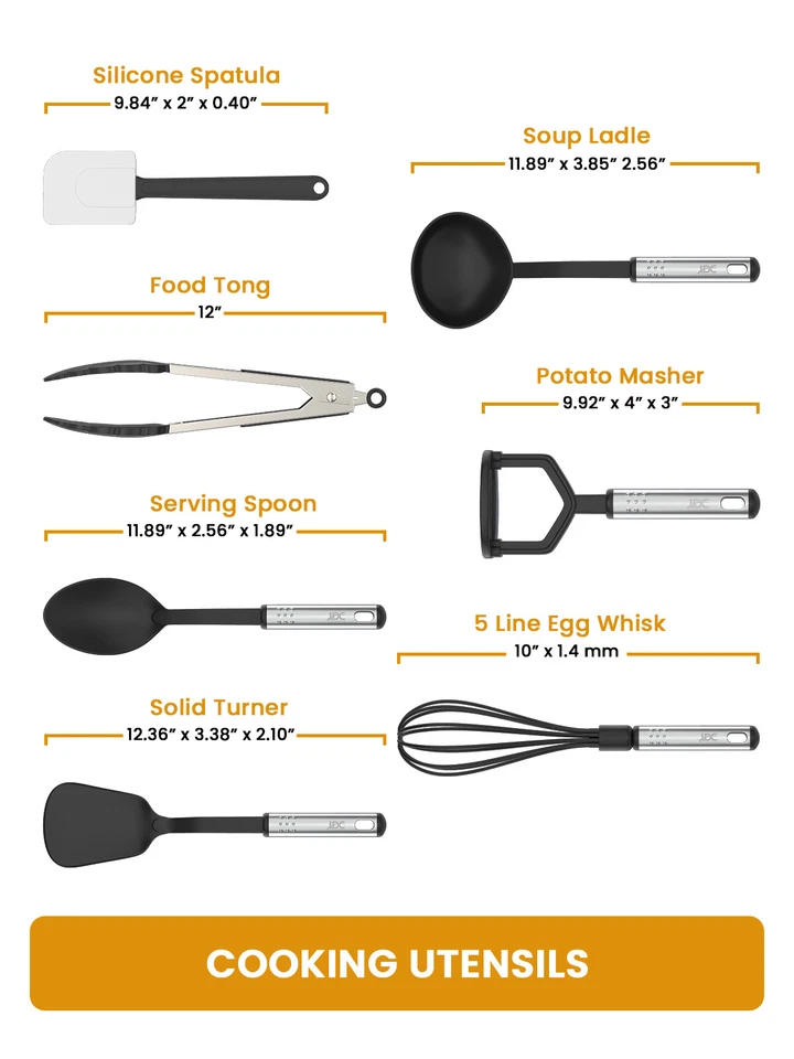 23 Piece Stainless Steel Kitchen Utensil Set Heat Resistance Cooking Baking Set - Image 3 of 4