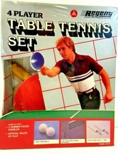 Regent Table Tennis Set 4 Player (4 Paddles, 2 Balls, 1 Net w/ Poles) Sealed New
