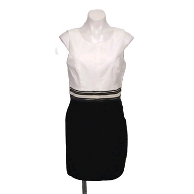 Teeze Me Women s Black White Colorblock Sleeveless Sheath Dress Large Cocktail 