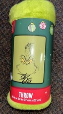 GRINCH DR SEUSS THROW BLANKET CHRISTMAS 46" X 60" - NEW