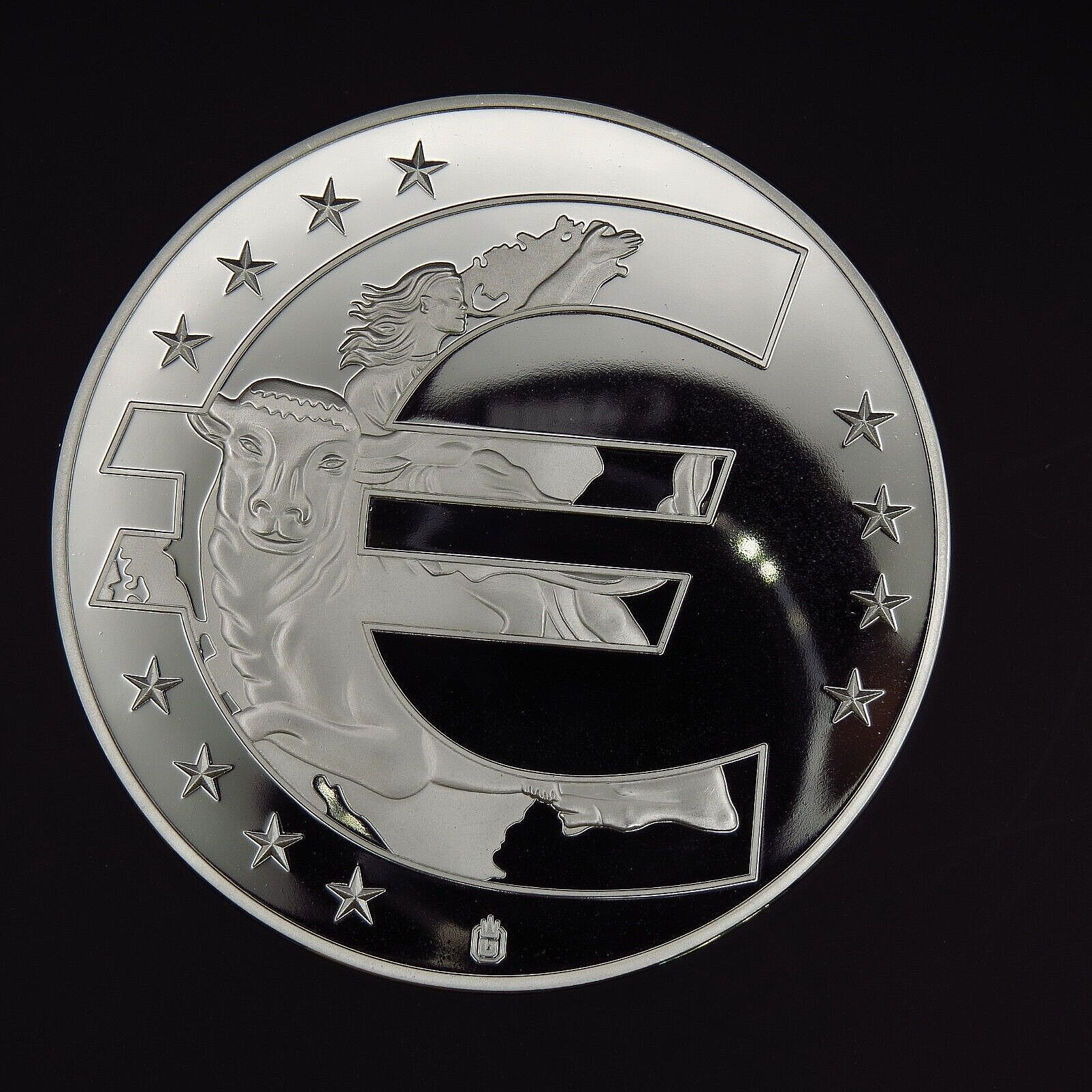 "10 Jahre Euro" Kupfermünze gold-und silberfarbend, 70mm, 110 g