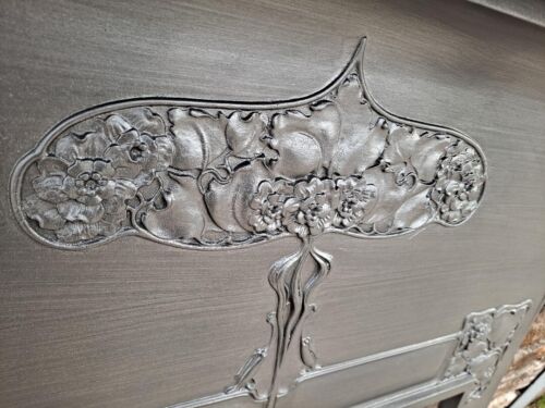 Art Nouveau cast iron fireplace mantel surround original antique fireplace - Picture 9 of 12